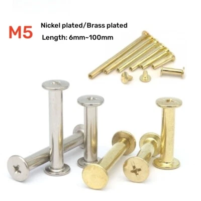 M5 Chicago Screws Binding Screws Silver/Gold Studs Rivets Length 6mm-100mm - Bild 1 von 4