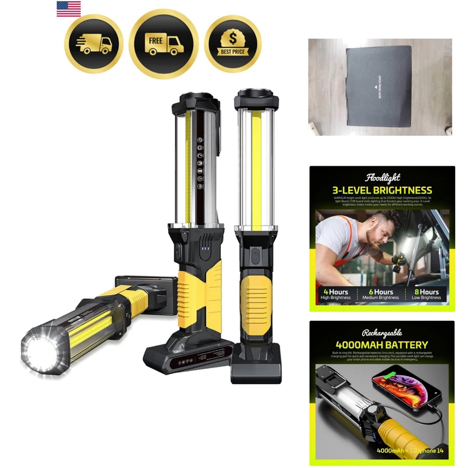 DJ60 2PC Work Light Set - Waterproof Magnetic Rechargeable