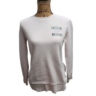Derek Heart Mujer Pequeña S Manga Larga Gráfica Sudadera Cafeína y Rímel Foto 1 de 4