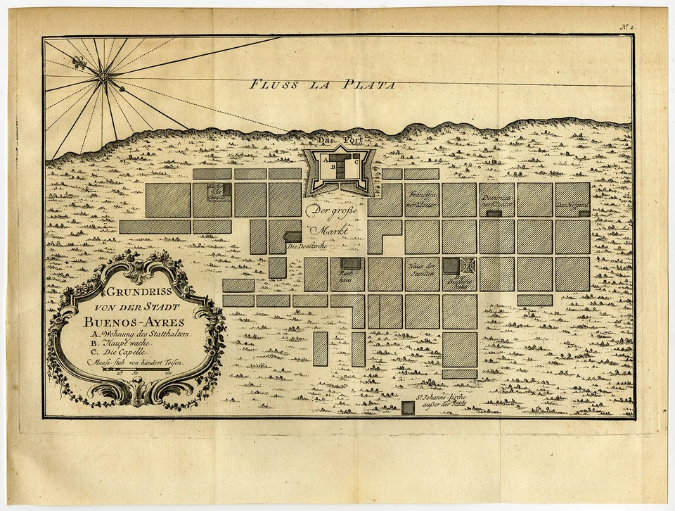 Antique Map-BUENOS AIRES-ARGENTINA-Bellin-Schwabe-1758 - Image 1 of 1