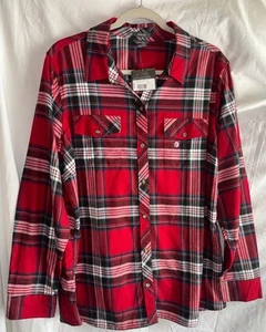 Camisa de franela roja de algodón con botones manga larga Eddie Bauer para mujer 2X - Imagen 1 de 5