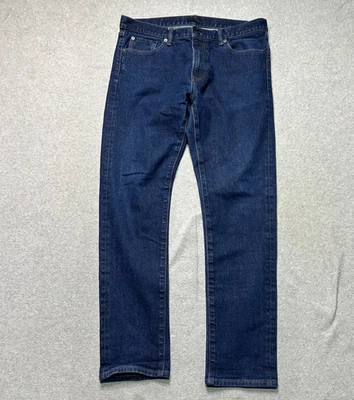 Jeans masculino Uniqlo Kaihara selvedge 35 X 32 slim reto lavagem escura denim - Imagem 1 de 4