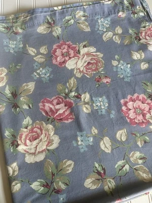 Sábana plana vintage Martha Stewart azul rosa rosas y lilas Cottagecore cama queen Foto 1 de 4