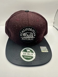 California Republic Mütze Kappe Druckknopflasche Wollmischung Patch großer Bär Herren - Bild 1 von 6