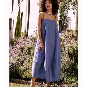 Nuevo sin etiquetas Vestido Free People Struttin’ Midi Azul Algodón Efervescente Sin Mangas Solero XS - Imagen 1 de 9