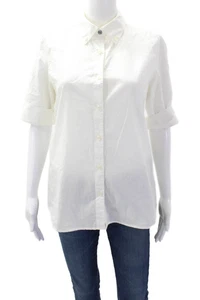 Camicia donna 7 For All Mankind cotone colletto manica corta con bottoni bianca taglia XS - Foto 1 di 8