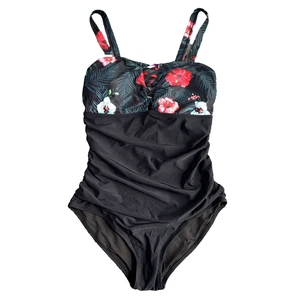 Yonique Woman’s size one piece black and floral bathing suit - Picture 1 of 6