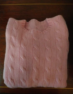 Anonymous Pullover Mädchen Small 6/8 rosa Zopfmuster 100 % Kaschmir Academia Preppy - Bild 1 von 3