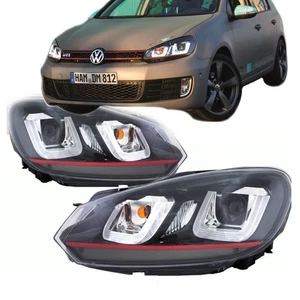 Scheinwerfer SET Rote Leiste 3D TFL U LED passt für VW Golf 6 ab 2008-2012 - Bild 1 von 1
