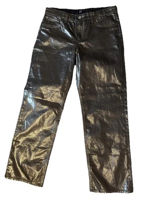 Gap Denim Girls Plus Silver Metallic Jeans Sz 18 Straight Adj Waist - Image 1 of 4