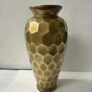 Vintage Faceted Honeycomb Art Deco Metal Vase 6.5" Tall / 1.5"slightly dented - Picture 1 of 5