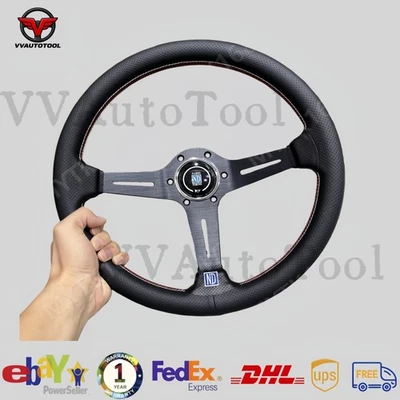 Volante de carreras Nardi 340 mm cuero plato profundo 70 mm negro apto para buje MOMO/OMP Foto 1 de 4