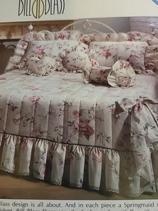 New Bill Blass Springmaid Luxurious Pink Floral Comforter Bedspread Full 96x110" - Picture 1 of 7
