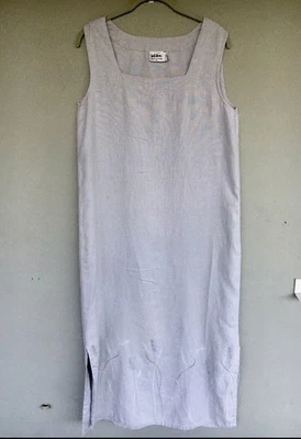 Maxi Vestido Kiko Ropa Cómoda M Lino Bordado Sin Mangas Lagenlook Foto 1 de 4