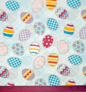 Easter Eggs Fabric - HALF YARD - Sparkles! - Sewing Quilting - 100% Cotton Blue - Picture 1 of 1