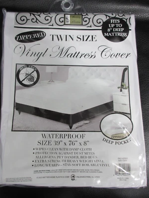 BEDDING BY THE BETTER HOME COMFORTS PRODUCTS Twin Vinyl Zippered Mattress Cover 100% Waterproof Bed-Bug Proof Dust Protector