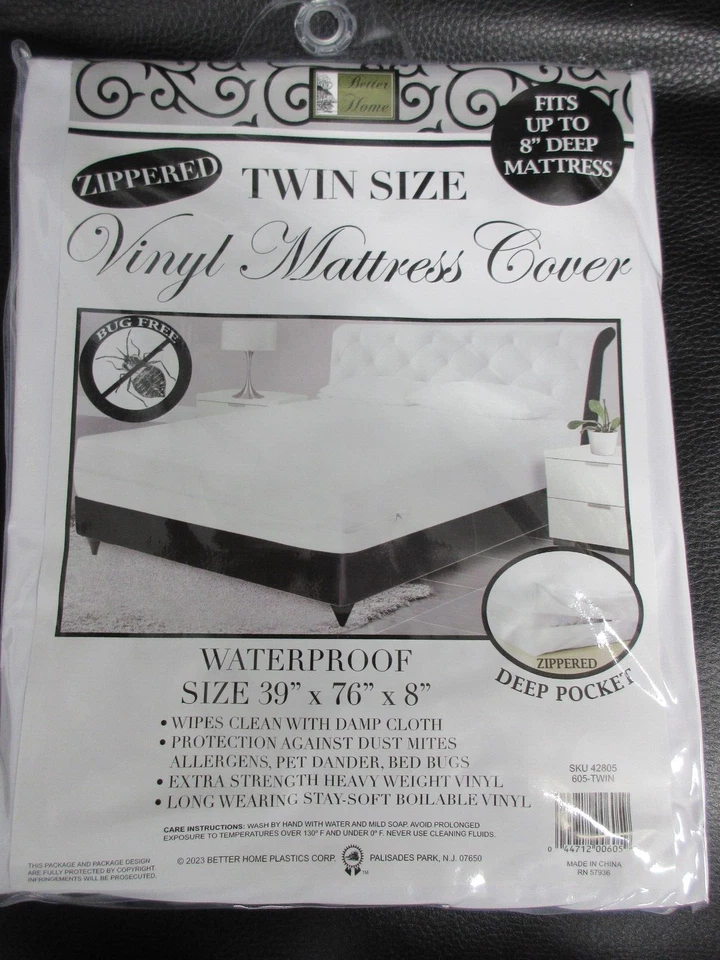 Twin Vinyl Zippered Mattress Cover 100% Waterproof Bed-Bug Proof Dust Protector - Image 1 of 1