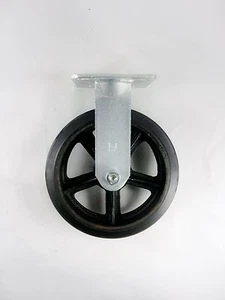 8" x 2" Rubber On Cast Iron Caster - Rigid - Picture 1 of 2