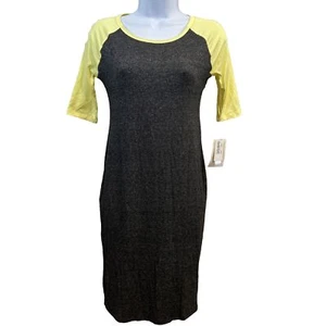Vestido LuLaRoe para mujer gris con amarillo manga corta talla XXS Julia NUEVO - Imagen 1 de 8