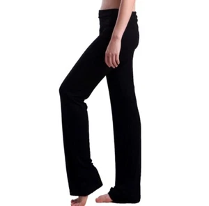 LADIES LEGGING FOLD OVER WAIST YOGA PANT STRAIGHT FLARED BOTTOM LOUNGE 545 - Picture 1 of 4