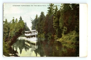 c.1908 Postkarte Flussboot Dampfer Topinabee Hamill's Inland Route Petoskey MI - Bild 1 von 2