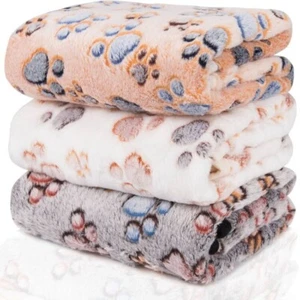3Pcs Warm Pet Mat Small Paw Print Cat Dog Puppy Fleece Soft Blanket Bed Cushion - Picture 1 of 12