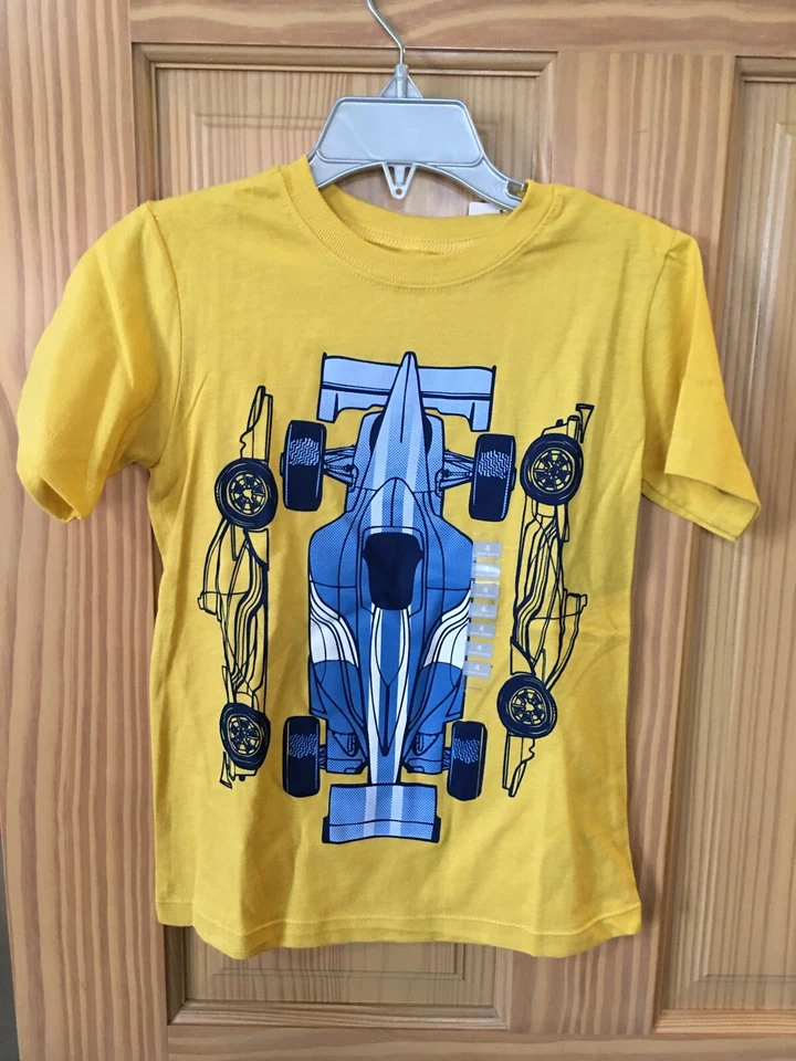 New Carter's Race Cars Boys Shirt Top Mustard many sizes - Image 1 of 1