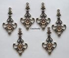 #0050 ANTIQUED GOLD FILIGREE + FLORAL W/TOP HANG RING - 6 Pc Lot