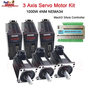 3Axis 1KW AC Servo Motor Drive 4NM NEMA34 Mach3 Motion Controller Caving Cutting - Picture 1 of 12