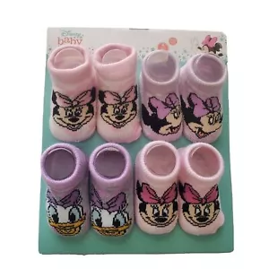 4 Pair Disney Baby Girls Booties, Size 6-24 Months Minnie Mouse Shower Gift B1MP - Picture 1 of 6