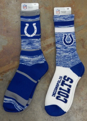 2 Pack NFL Indianapolis Colts Socks Gift Set Retro Deuce RMC Stripe Large Size Cover