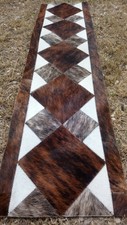  COWHIDE TABLE RUNNER  PATCHWORK CARPET AREA Leather RUG Cow hide BRINDLE - WOW 