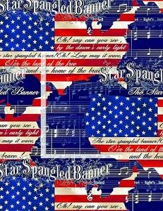 USA Patriotic Liberty Music Notes C8319 Timeless Treasures Durable Cotton Fabric - Picture 1 of 1