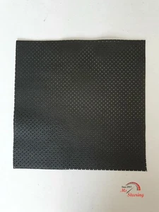 BLACK PERFORATED LEATHER OFFCUTS 20 X 20 CM 2 PIECES TOP ITALIAN QTY LEATHER - Picture 1 of 1