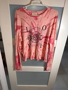 Camicia manica lunga Urban Nation XL rosa tie-dye sole/luna design "amore" cotone 64-2 - Foto 1 di 9
