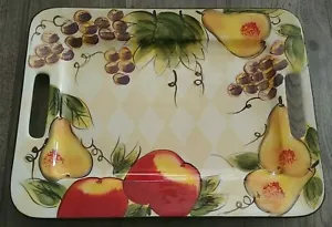 Tabletops Unlimited Harlekin Obst Griff Serviertablett 18,5"L NEUWERTIG - Bild 1 von 3