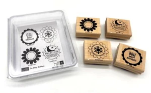Stampin Up! So Many Scallops Rubber Stamp Set-4 Mounted Retired So Sweet One - Picture 1 of 7