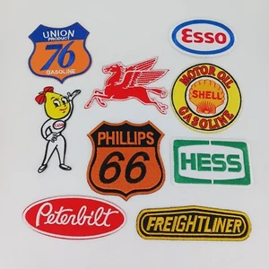 Lot Of 9 Retro Oil Gas Truck Theme Patches Esso Peterbilt Freightliner Patches - Picture 1 of 4