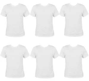 6er-PACK WEISSES HERREN-T-SHIRT MIT RUNDHALSAUSSCHNITT 100 % BAUMWOLLE ERWACHSENENMODE SOMMER S-XXL - Bild 1 von 1
