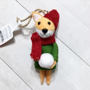 Fox Christmas Ornament 5" Snowball Woodland Creature Animal Plush - Picture 1 of 6