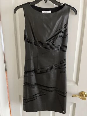 Bailey 44 Vestido XS Imitación Cuero Negro Láser Cuna Perforaciones Forro Algodón Foto 1 de 4