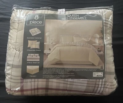 TOTALMENTE NUEVO Macys Pem America Gwyn 8 piezas Juego de edredón reversible Queen Foto 1 de 4