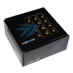 NRG Extended Steel M12 x 1.5 Close End Lug Nuts w/Dust Cap 20pcs+Lock Key Gold - Picture 1 of 5