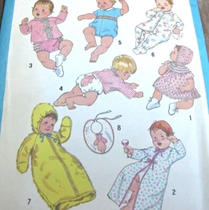 Baby Clothes Sewing Pattern Rompers Bunting Dress Vtg Simplicity 9515 Uncut - Picture 1 of 5
