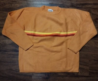 1970-е Винтажный Hot Dog Jacobs Corporation полоски свитер оранжевый - Изображение 1 из 4