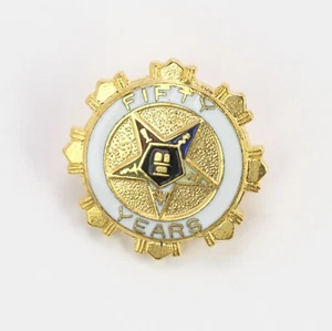 Vintage Eastern Star 50 Years Membership Anniversary Gold Tone Lapel Pin - Picture 1 of 2