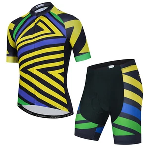 Cycling Jersey Set Men Short Sleeve Biking Shirts Bike Clothing Full Zip Pockets - Picture 1 of 26