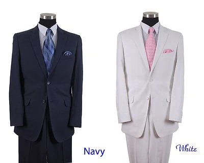 Milano Moda Linen Blend Two Button Suit, Pleated Pants Double Vents  613L - Image 1 of 4