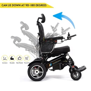 Fold and Travel Manual Recline Electric Wheelchair Power Wheel chair Lightweight - Picture 1 of 8