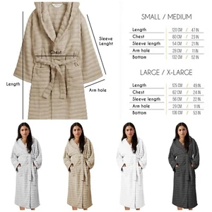 Batas de baño acanaladas de lujo para mujer 100 % algodón albornoz varias tallas - Imagen 1 de 10